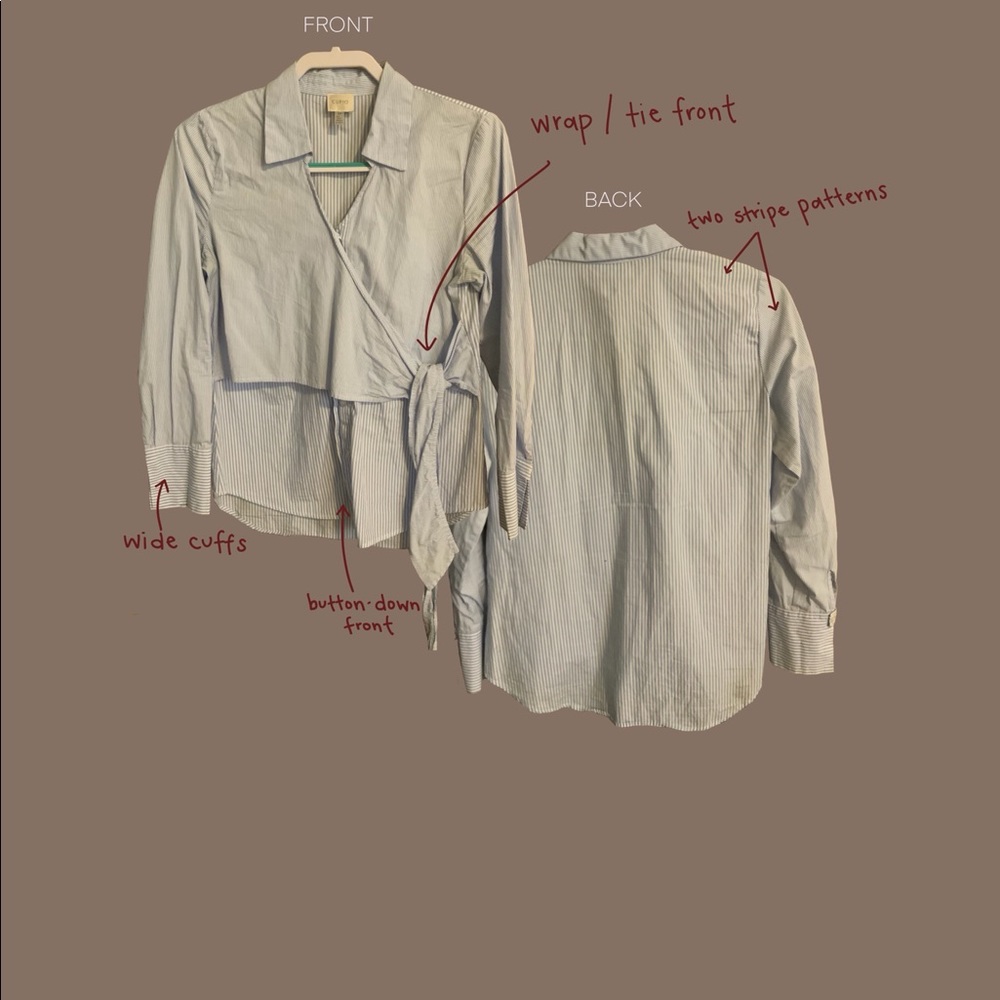 CUPIO Striped, Half-Wrap Shirt.